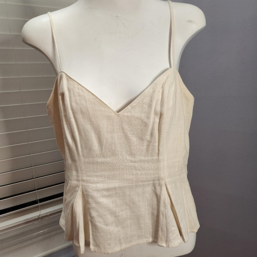 Express cream color linen peplum top